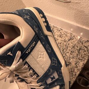 Louis Vuitton Navy and White Monogram Low-Top Sneaker